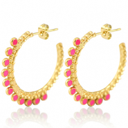 Pendientes Acero Inox criolla 30mm Dorado-magenta