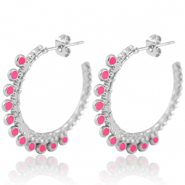 Pendientes Acero Inox criolla 30mm Plateado-magento