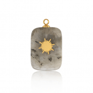 Colgantes Acero Inox rect&aacute;ngulo sol Dorado-gris
