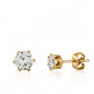 Pendientes Acero Inox zirc&oacute;n Dorado