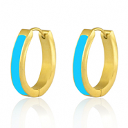 Pendientes Acero Inox Azul aqua-dorado