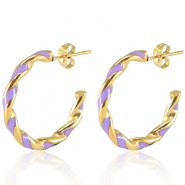 Pendientes Acero Inox Lila-dorado