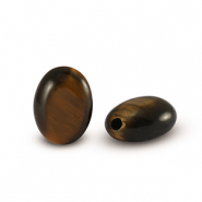 Piedras naturales Ojo de tigre &oacute;valo Marr&oacute;n dorado