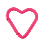 Fornituras de color anilla llavero coraz&oacute;n Rosa ne&oacute;n
