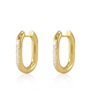 Pendientes Acero Inox criolla zirc&oacute;n ovalado 20x13.5mm Dorado
