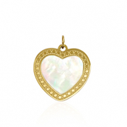 Colgantes Acero Inox concha coraz&oacute;n Dorado-blanco (color natural)