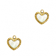 Colgantes Acero Inox concha coraz&oacute;n Dorado-blanco (color natural)