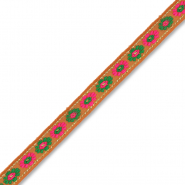 Cinta con flores Marrón-verde-rosa