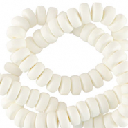 Abalorios de pol&iacute;meros rondeles 7mm Blanco
