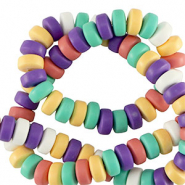 Abalorios de pol&iacute;meros rondeles 7mm Multicolor vintage