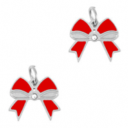 Colgantes Acero Inox mo&ntilde;o Plateado-rojo