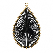 Colgantes tejidos con hilo macram&eacute; gota Dorado-negro