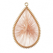 Colgantes tejidos con hilo macram&eacute; gota Dorado-rosa