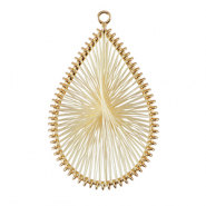 Colgantes tejidos con hilo macram&eacute; gota Dorado-blancuzco