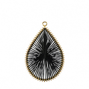 Colgantes tejidos con hilo macram&eacute; gota Dorado-negro