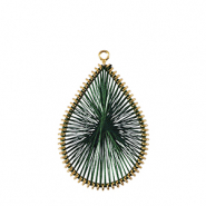 Colgantes tejidos con hilo macram&eacute; gota Verde oscuro