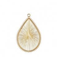 Colgantes tejidos con hilo macram&eacute; gota Dorado-blancuzco