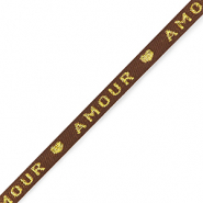 Cinta con texto "amour" Marrón-oro