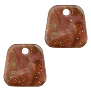 Colgantes de resina trapecio glitter Multicolor marrón