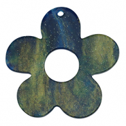 Colgantes de resina flor glitter Multicolor galaxy