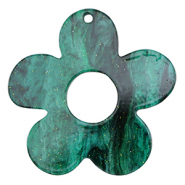 Colgantes de resina flor glitter Multicolor verde