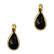 Colgantes de cristal gota Negro-dorado