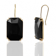 Pendientes de Cristal rect&aacute;ngulo Negro-dorado