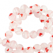 Abalorios Millefiori coraz&oacute;n 6mm Transparente-rojo
