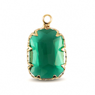 Colgantes de cristal rect&aacute;ngulo Verde cl&aacute;sico-dorado