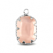 Colgantes de cristal rect&aacute;ngulo Rosa-plateado