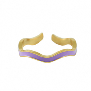 Anillos Acero Inox Dorado-p&uacute;rpura