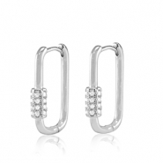 Metal TQ lat&oacute;n pendientes criolla zirconia &oacute;valo Plateado