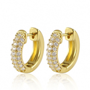 Metal TQ lat&oacute;n pendientes criolla zirconia Dorado