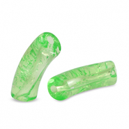 Abalorios acr&iacute;licos tubo craquelado Verde peridoto
