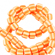 Abalorios de pol&iacute;meros 6mm Naranja-blanco