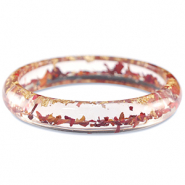 Pulseras Trendy con flores secas Rojo borgo&ntilde;a-dorado
