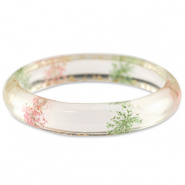 Pulseras Trendy con flores secas Rosa claro verde-dorado