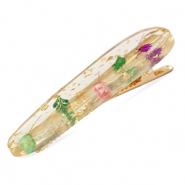 Accesorios pinza para pelo con flores secas P&uacute;rpura rosa verde-dorado
