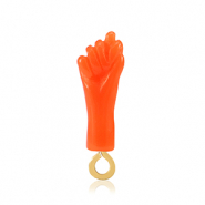 Colgantes de resina "Mano Fico" Naranja neón-dorado