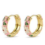 Metal TQ lat&oacute;n criolla esmalte flor Dorado-rosa blanco