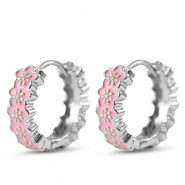 Metal TQ lat&oacute;n criolla esmalte flor Plateado-rosa
