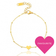 Pulseras Acero Inox con jasseron y coraz&oacute;n &hearts; Dorado