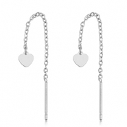 Pendientes Acero Inox corazon Plateado