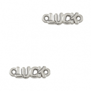 Colgantes met&aacute;licos DQ entrepieza "LUCK" Plata vieja (sin n&iacute;quel)