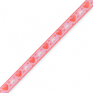Cinta con texto corazon P&uacute;rpura paisley-amarena rojo