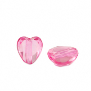 Abalorios acrílicos corazón Rosa magenta transparente