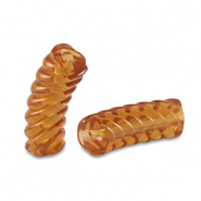 Abalorios acr&iacute;licos tubo espiral Topacio marr&oacute;n transparente