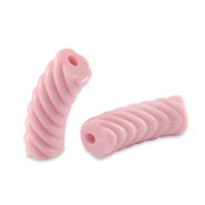 Abalorios acr&iacute;licos tubo espiral Rosa claro