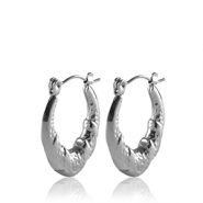 Pendientes Acero Inox criolla ovalado Plateado