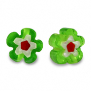 Abalorios Millefiori flor Verde primavera